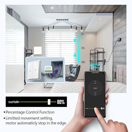 DieseRC WiFi Smart Roller Shutter Controller Module, Tuya APP WiFi Control Compatible with Alexa/Google Home APP Control and Manual Switch, Electric Motor Switch