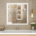 SMIROR Matte White Bathroom Mirror for Over Sink, 30”x 30” Metal Thick Framed Rectangle Vanity Mirror for Wall, Right Angle Corner, Anti-Rust, Horizontally or Vertically Mounted