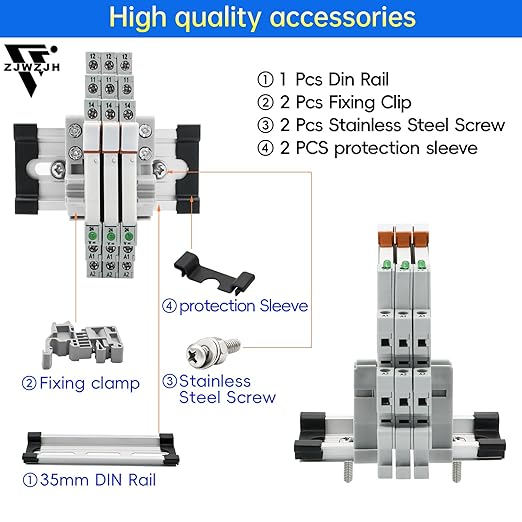 2Pcs Miniature Power Relay DC 24V HF41F/24-ZS 5 Pin 1NO 1NC 6A SPDT with LED Indicator with Socket Base 41F-1Z-C5 with DIN Rail UL Certification