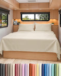 RV Short Queen Sheet Set 60 X 75 - 4 Piece RV Short Queen Bed Sheets - Soft, Breathable & Cooling - Designed for Bunks, Trailers & Camper - Fits 8” to 12" Mattress - Hotel Luxury Bedding - Wheat
