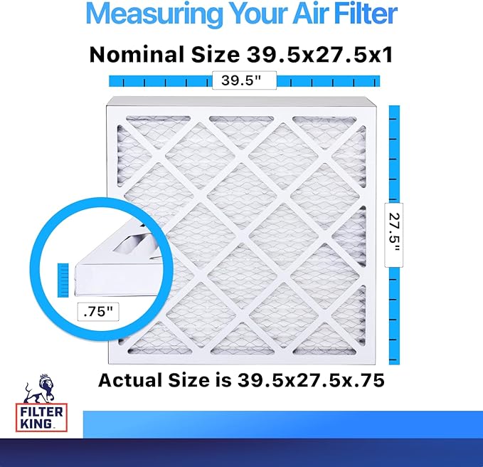 Filter King 39.5x27.5x1 Air Filter | 4-PACK | MERV 8 HVAC Pleated A/C Furnace Filters | MADE IN USA | Actual Size: 39.5 x 27.5 x .75"