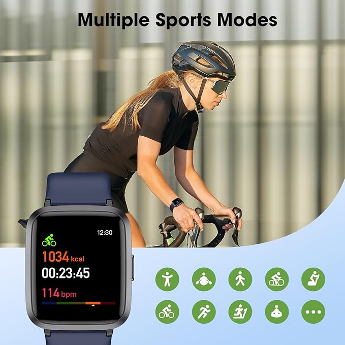 LIVIKEY Fitness Tracker Watch with Heart Rate Monitor, Activity Tracker with Pedometer, Sleep Monitor, Calories & Step Counter, IP68 Waterproof Smart Watches for Women Men Fitness Watch for Sports