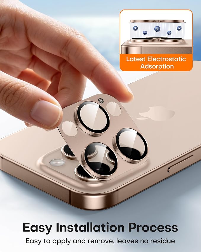 TAURI 2 Pack for iPhone 16 Pro Max/16 Pro Camera Lens Protector, Full Coverage - Image 3