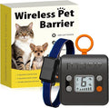 FLYSPEAR Wireless Cat Barrier - Rechargeable Indoor Barrier with 6 Adjustable Range Radius up to 7 ft, 6 Adjustable Safe Static Intensity for Cats Small Dogs with Hook (Wireless Barrier Kit)