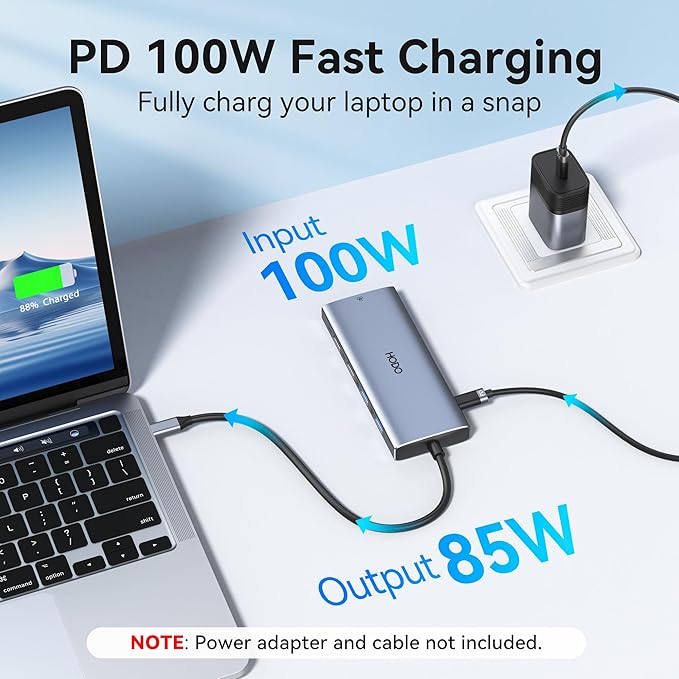 USB C Hub Multiport Adapter, 10-in-1 Laptop USB C Docking Station for Dell/HP Laptop, Dock to 4K HDMI,Ethernet,100W PD,3USB 3.0, 2USB 2.0, SD/TF, USB Type C Dongle for MacBook, Surface, Lenovo