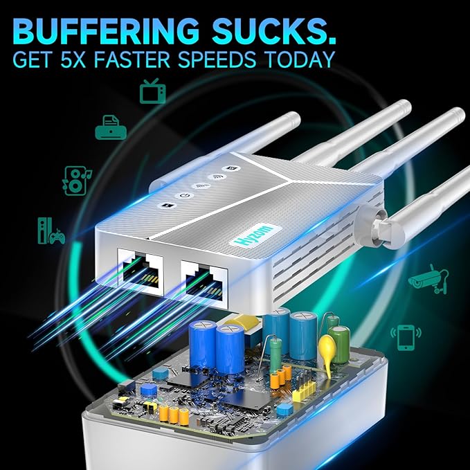 Best WiFi Extender Signal Booster for Whole Home - 13K Sq.Ft Coverage | 100% Faster Internet Extender WiFi Booster, 1-Button Setup Repeater Works with Any Router | Stop Buffering in Every Room