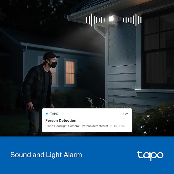 Tapo 2K Dimmable Floodlight Security Camera Outdoor Wireless w/Solar Panel, Pan/Tilt, 360º AI Tracking, Free Person/Vehicle Detection, Works w/Alexa and Google Assistant, SD/Cloud, C615F KIT