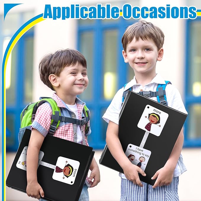 Ctosree 246 Pcs Communication Book Small Tools for Visual Schedule Picture Cards Include 3 Ring Binder Dividers 100 Adhesive Labels 5 Card Dividers for Kids ADHD(Multi Color)