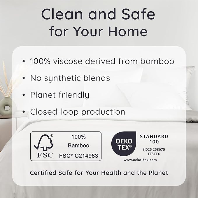 Bambaw King Sheet Set 6pcs – 100% Viscose Derived from Bamboo Sheets King Size Deep Pocket, Fits Up to 16'' with Elastic Corner Straps, Soft Cooling Sheets for Hot Sleepers (Moonlight Gray)