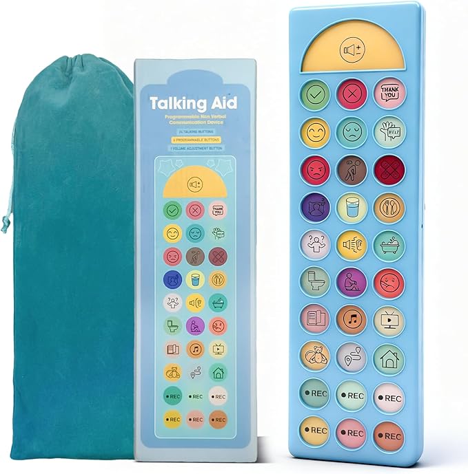 AAC Device for Autism, Non Verbal Communication Tools for Speech Therapy & Stroke Rehab, 24 Pre-Installed & 6 Programmable Buttons, Adjustable Volume, Sensory Autism Toys for Kids and Adults
