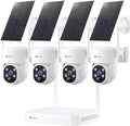 Kittyhok Solar Security Cameras Wireless Outdoor, 360° Pan & Tilt Home Security Camera, No Subscription, 2K Clarity, Color Night Vision, WiFi6 NVR with 64GB microSD Card, Local Storage, 5G & 2.4G WiFi