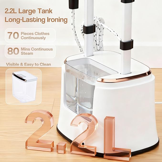 Cobuy Standing Garment Steamer with Dry Ironing, 2000W Powerful Steamer for Clothes with with Flat & Slant & Hanging Iron Options,3 Steam Modes, 25s Fast Heat-Up, Self-Cleaning, 2.2L Water Tank