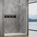 35"x74" Semi-Framed Shower Screen, Single Fixed Shower Glass Panel for Bathroom, 3/8" Tempered Glass with Dual-Sided Nano Coating, Reversible Install, Bright Chrome