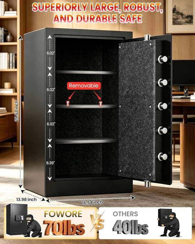 Fireproof Safe for Home, 7  Heavy Duty Fire Proof safes for Home Use - Image 5