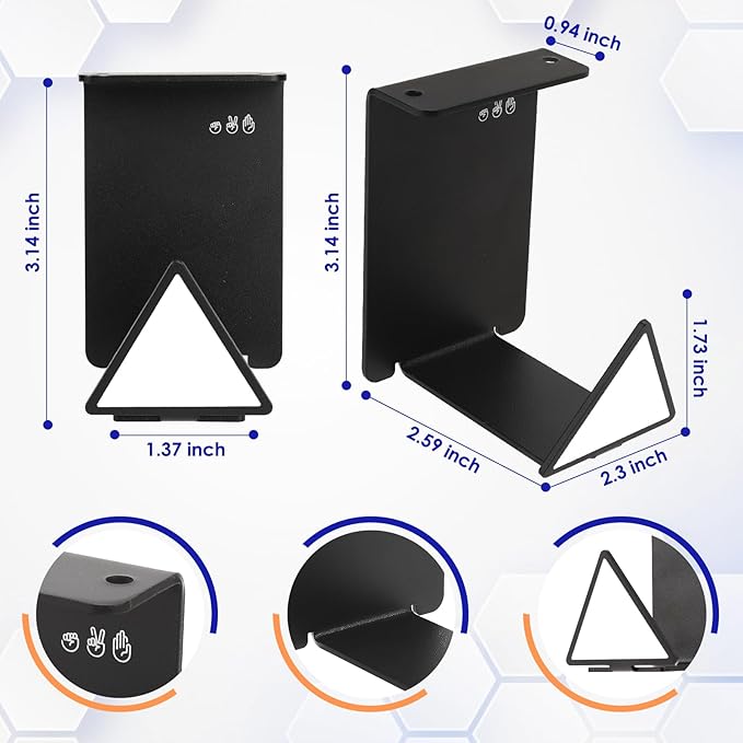 VKheroKV HC128 Headphone Holder Hanger for Desk, Include Adhesive Strips, Universal Headset Stand for PS4/PS5/Xbox/PC/Mac/Headphones Game Controller Hanger (Triangle)