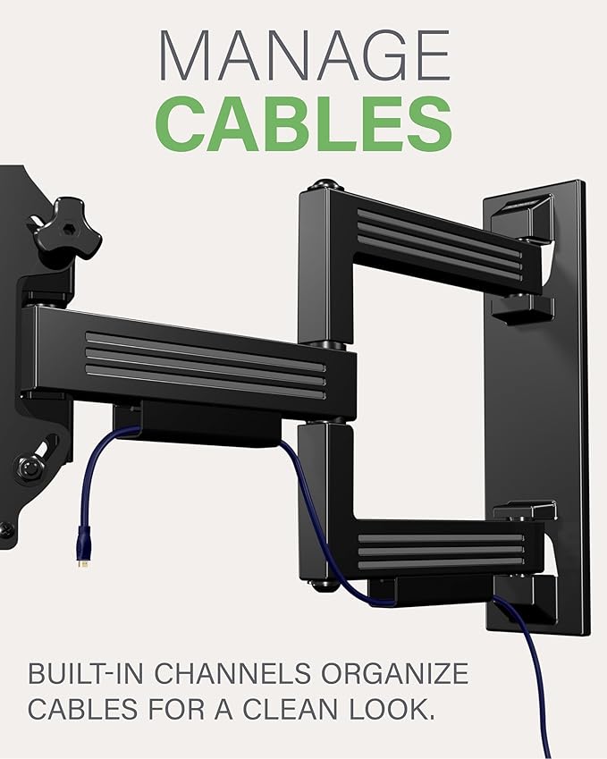 SANUS Full Motion TV Mount - Single Stud 32 to 55 inch TV Wall Mount Tilts, Extends & Swivels - Easy DIY Install Includes All Hardware & Post Install Leveling - Great for Corners