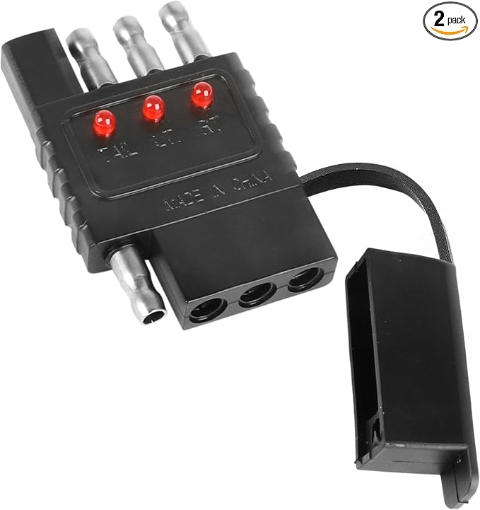MaxxHaul 50146 4-Way Flat Trailer Connector LED Circuit Tester – 2-Pack | Easy by MaxxHaul