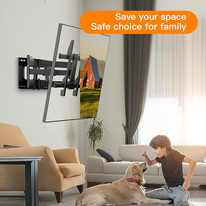 FORGING MOUNT Heavy Duty Long Arm TV Wall Mount with 43" Dual Articulating Arms for Most 50-90 inch Screen, Full Motion TV Mount Swivel Tilt Bracket Holds 198lbs, Fit 16”,18”,24” Studs VESA 600x400MM