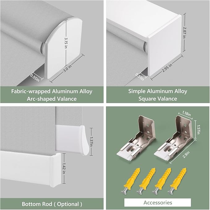 ZSHINE Motorized Blackout Roller Blinds Customize Width Remote Control Wireless and Rechargeable Window Roller Shades for, Home, Office, Hotel, Restaurant and Cinema(82067P)