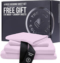 THE LAD COLLECTIVE 3.0 King Bedding Set - 4-Piece Bedset w/Fitted Sheet, Top Sheet & 2 Standard Pillowcases [Duvet Not Included] - Bamboo-Cotton - Grand Canyon Collection Soft Pink