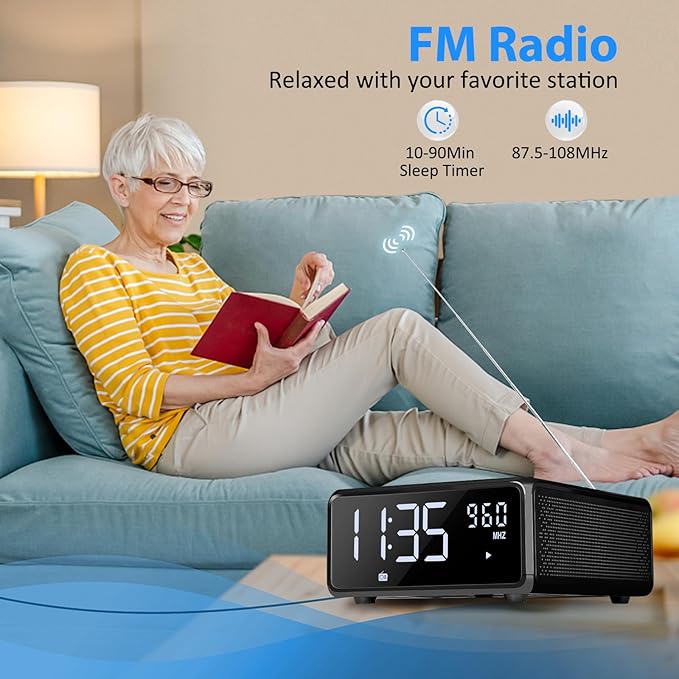 Gelielim CD Player Alarm Clock Radio, CD Players for Home, Desktop Portable CD Player with Bluetooth,10W Wireless Charging,FM/AUX/USB/Timer/Dimmer/Remote Control, Boombox Clock Radio with CD Player