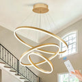 3-Rings Modern LED Chandelier Gold, Dimmable Pendant Lighting by Sparklelf