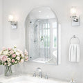24x36 Inch Arch Bathroom Mirror Medicine,Cabinet,Brushed Silver Wall Mounted Bathroom Mirror with Storage,Adjustable Glass Shelves,Surface Mount Only,Mirrored Medicine Cabinets for Bathroom