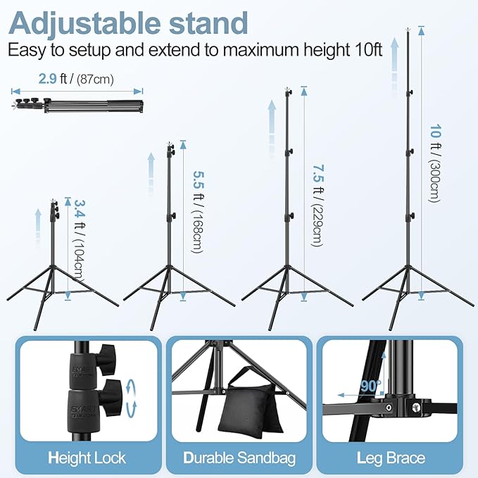 EMART 10x10FT Backdrop Stand, Photo Studio Back Drop Adjustable Stand - Image 5