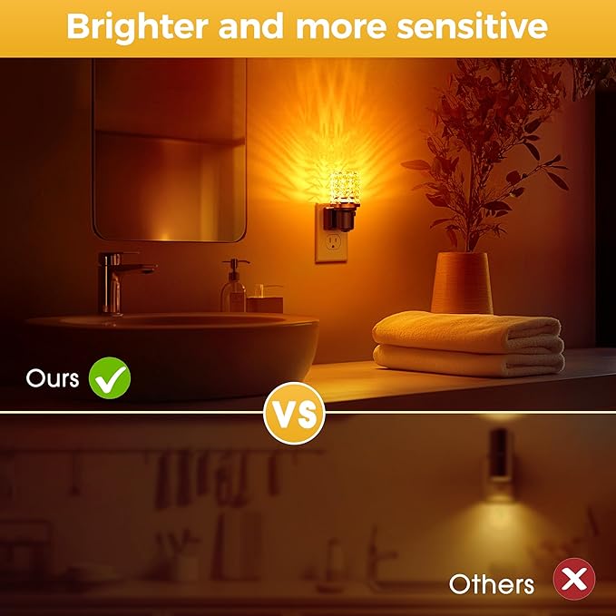 L LOHAS LED Night Light, 2 Pack Dimmable Night Lights Plug into Wall, Automatic Night Lights Plug in with Auto Light Sensor,Adjustable Brightness Amber LED Night Light, for Bedroom Hallway Home Decor