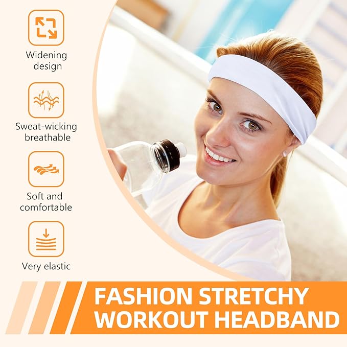 8PCS Summer-Exclusive Non Slip Sports Elastic Soft Running Fashion Headbands - Image 2