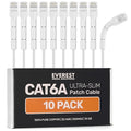 Everest Ultra Slim Cat6a Ethernet Patch Cables 15ft White by EverestMediaSolutions