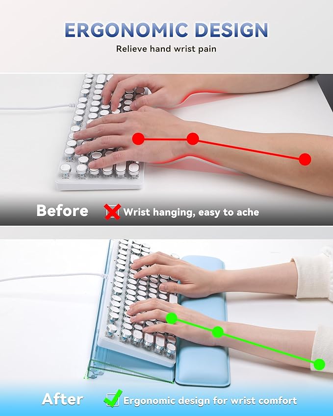 Laborio Computer Keyboard Stand for Desktop, Ergonomic Keyboard Wrist Rest 2-Level Height Adjustment, Non-Slip Key Board Riser Pad for Office, Gaming, and Home Desks