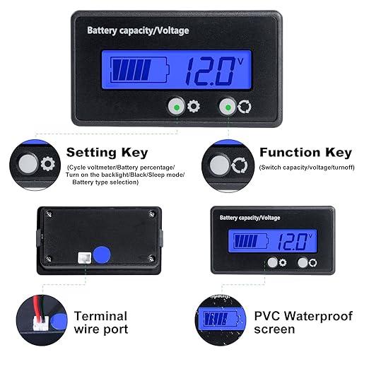 48V Battery Meter - 10-100V Golf Cart Battery Gauge, DC 12V-84V Voltage Indicator for Acid & Lithium Ion Batteries