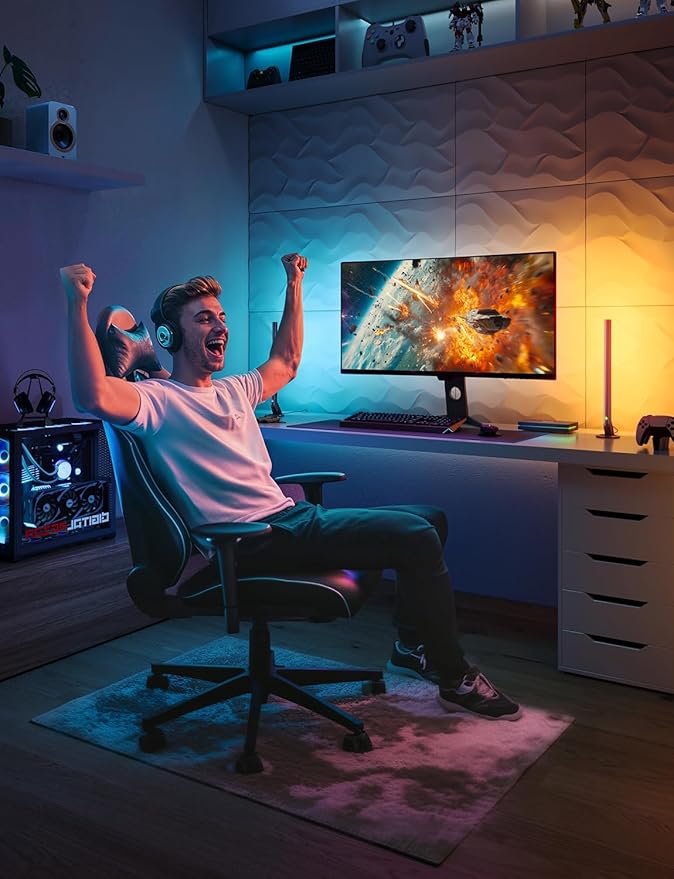 Govee HDMI 2.1 Sync Box Kit 2, Includes AI Sync Box, Light Bars, and Monitor Backlight, Supports 8K@60Hz, 4K@144Hz, VRR and ALLM, Works with Matter and Alexa, RGBIC Light Strip for 27-34 inch Monitor