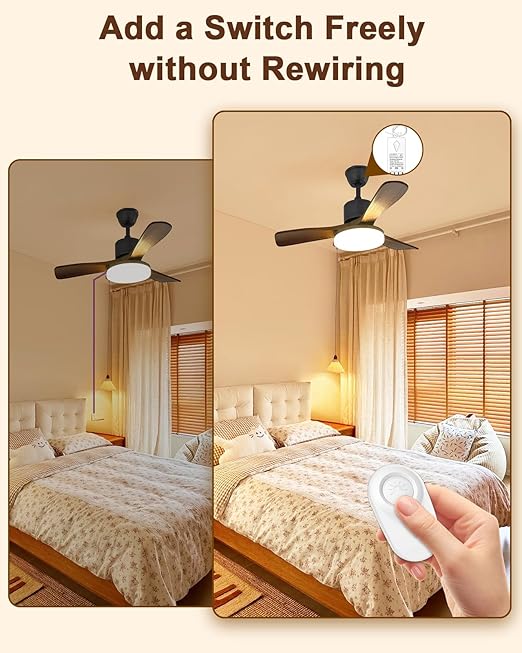 Thinkbee Wireless Light Switch and Receiver Kit - Mini Remote Control Switch for Ceiling Lights, Lamps, Lighting Fixture, No in-Wall Wiring No WiFi Needed, Pull Chain Replacement