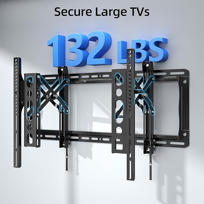 HOME VISION Ultra-Large TV Mount Bracket for 32-90 Inch TVs, Supports up to 132lbs with Sliding Design, Heavy Duty TV Wall Mount for up to 24" Studs with Swivel, Tilt, Max VESA 600x400mm, HVX601