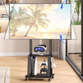 Rolling TV Stand on Wheels for 23-60Inch Flat/Curved Screen TVs,Tilt Mobile TV Cart with 2 Shelves,Portable TV Stand with Adjustable Height Holds up to 50lbs for Indoor Outdoor Max VESA 400x400mm