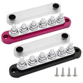 6 x M8 (5/16") Studs Power Distribution Block Bus Bar 12V, Ampper 5.9" HD 200A Marine BusBar Battery Distribution Block W/Cover for Car Boat Solar (Red & Black)