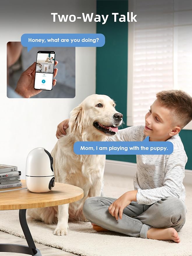 VIRTAVO Indoor Pet & Baby Camera, No Subscription Required, Dual-Lens 360° PTZ - Image 6