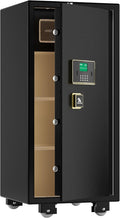 TIGERKING 5.9 Cu.ft Large Heavy Duty Safe Box, Big Home Security with Double Safety Key Lock, Adjustable Shelves, Anti-Theft Alarm System, Removable Wheels, Ideal for Home Office, Black
