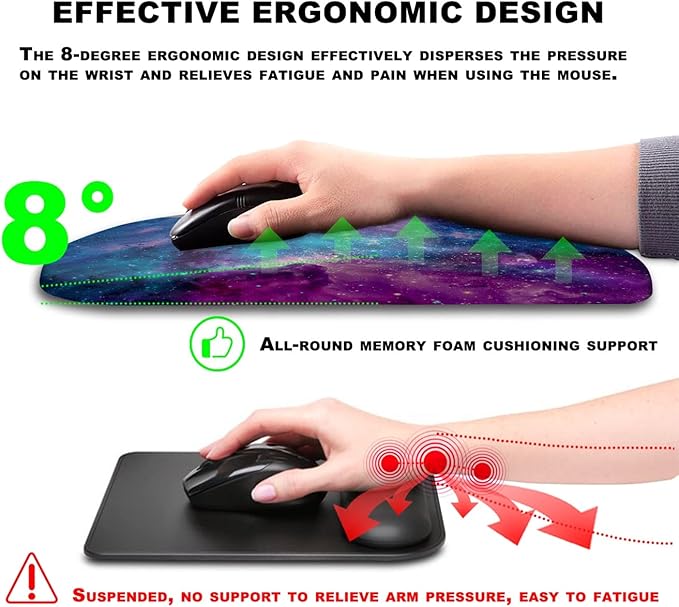 KUOSGM Mouse Pad Wrist Support, Ergonomic Mouse Pad with Massage Dot, Comfortable Computer Mouse Pad for Laptop, Wrist Rest Pain Relief Mousepad with Non-Slip PU Base for Office & Home, 12 x 8 in