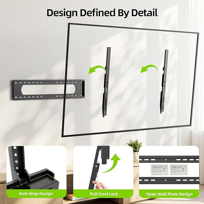 USX MOUNT Fixed TV Wall Mount for 65-120 inch Flat TVs up to 220 Lbs, Low Profile Wall Mount TV Bracket fits 16" 18" 24" 32" Stud Spacing, Max VESA 900x600mm for Most 65 75 85 86 90 98 100 120 inch