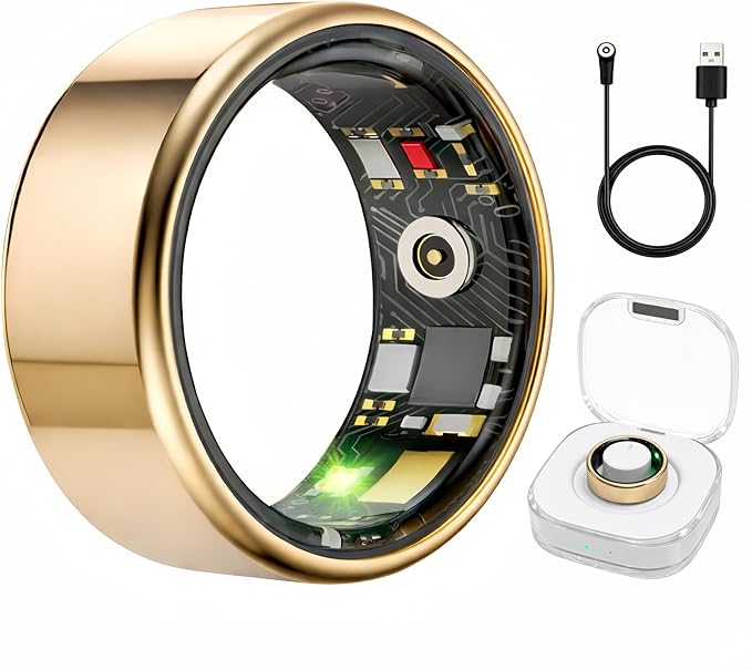 Smart Ring Health & Fitness Tracker for Men & Women, Heart Rate, SPO₂, Sleep & Activity Monitoring, IP68 Waterproof, Long Battery Life, Family Care Mode, No Subscription Fee (Rose Gold, 10)