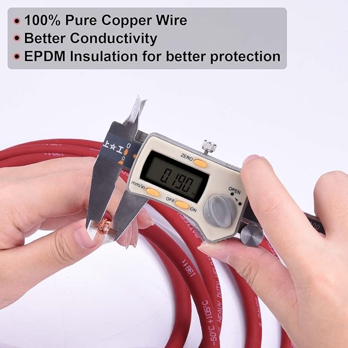 Shirbly 6 Gauge Battery Cable, 20FT Red + 20FT Black 6 AWG Pure Copper Wire Welding Cable, for Automotive, Battery, Solar and Generator, Standard USA OFC Wire