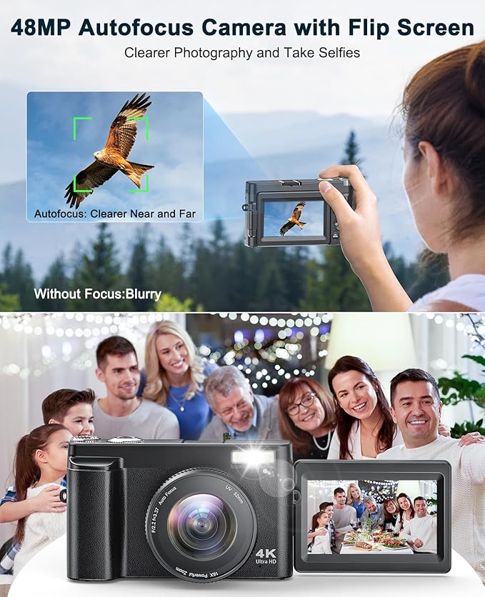 4K Digital Camera for Beginners & Teens, Autofocus 48MP Vlogging Camera for - Image 3
