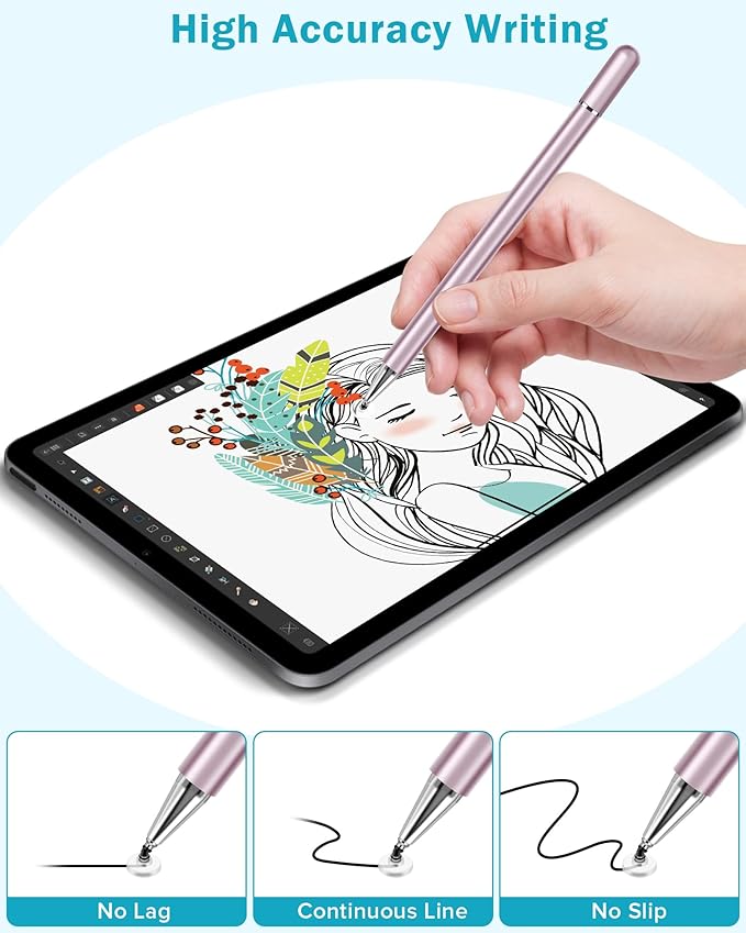 Stylus Pens for Touch Screens, 4 Pcs High Precision Disc Stylus with Magnetic Cap, 2 in 1 Stylus Pen Compatible with iPhone, iPad Pro, Mini, Air and Samsung Tablets