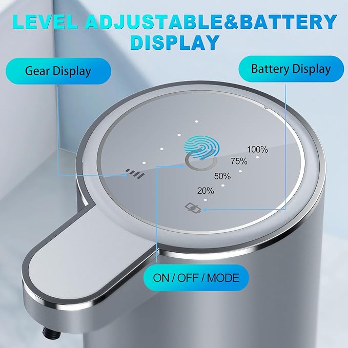 Amyzavls Automatic Liquid Soap Dispenser,380ml Wall Mount Touchless 4 Gear Adjustable Electric Liquid Soap Dispenser,USB Rechargeable with Sensor for Bathroom,Kitchen,Office