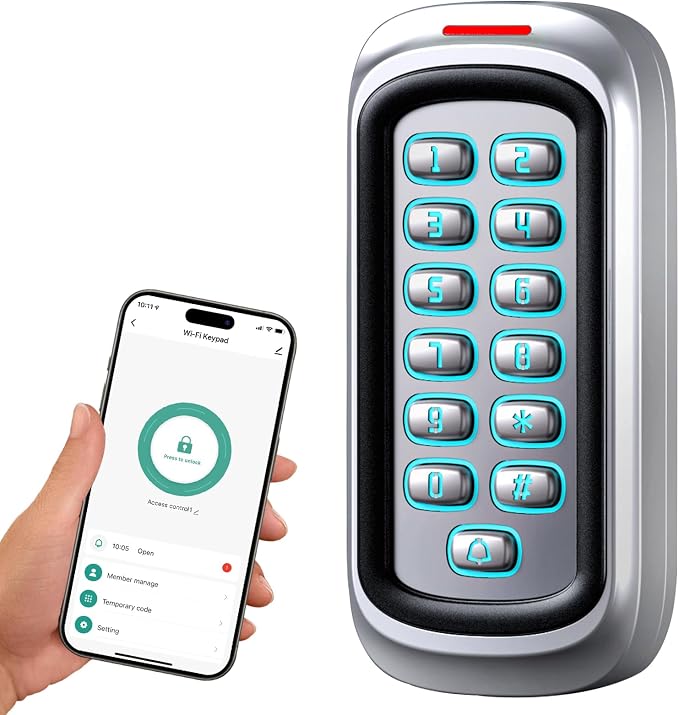 Wireless WiFi Access Control Keypad, 12V DC Metal Door Access Control System by AMOCAM