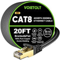 Cat 8 Ethernet Cable 20 FT Flat, High Speed 40Gbps 2000Mhz Braided Internet by EthernetCable