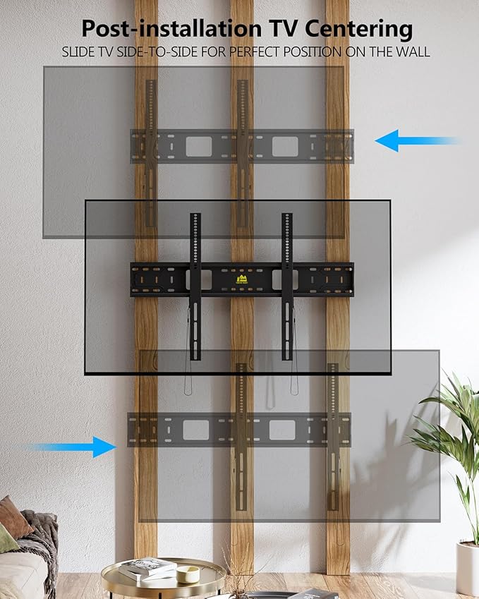 FORGING MOUNT Heavy Duty Fixed TV Wall Mount Holds up to 275Lbs for 55-120 inch TVs 3-Stud Low Profile TV Mount Ultra Slim Universal Bracket Fits 16"/18"/24" Studs MAX VESA 900x600mm- Easy DIY Install